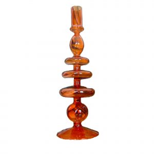 RED/BURNT ORANGE GLASS CANDLE HOLDER