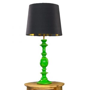 GREEN GLOSS WOODEN TABLE LAMP