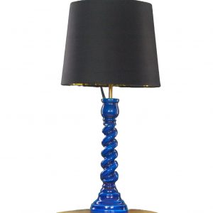 SAPPHIRE BLUE GLOSS WOODEN TABLE LAMP