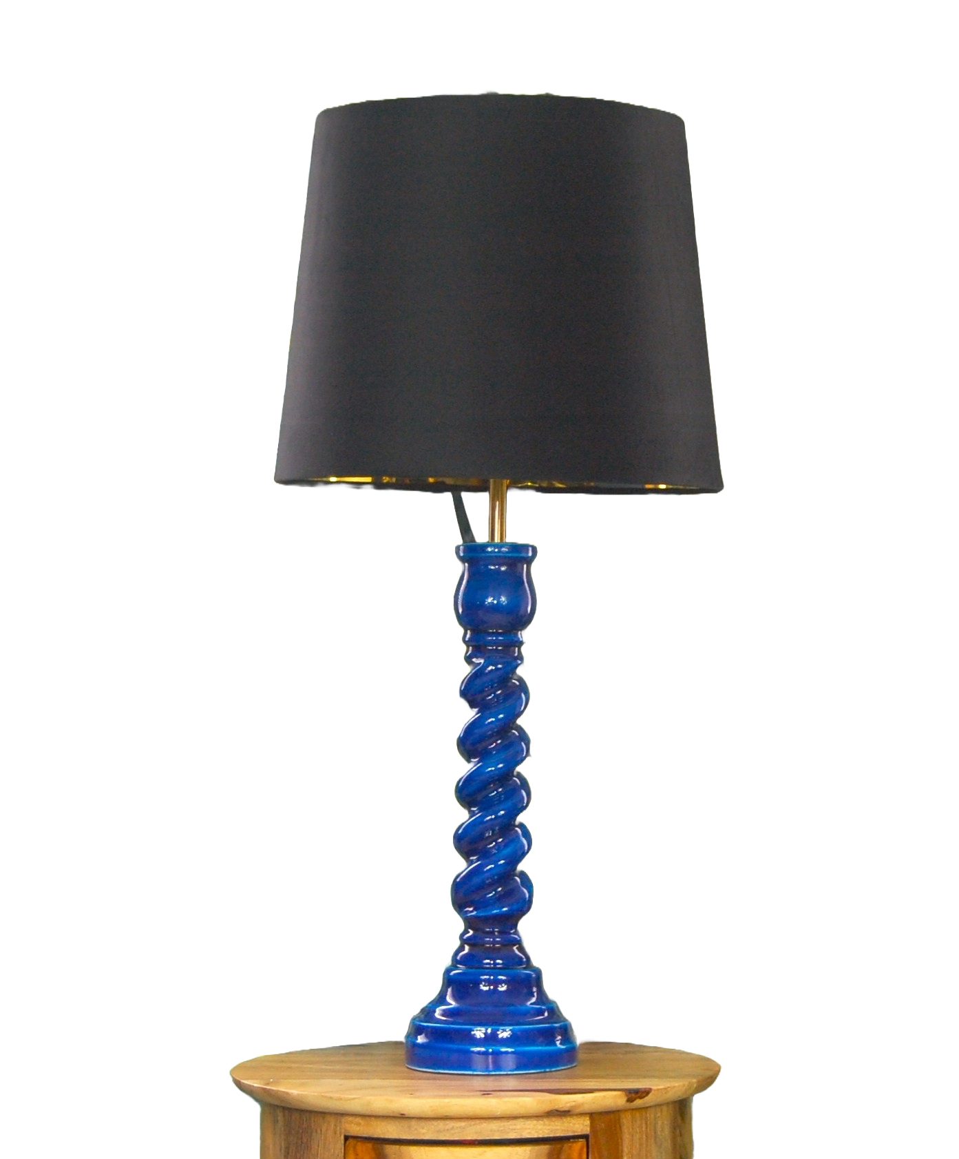 SAPPHIRE BLUE GLOSS WOODEN TABLE LAMP