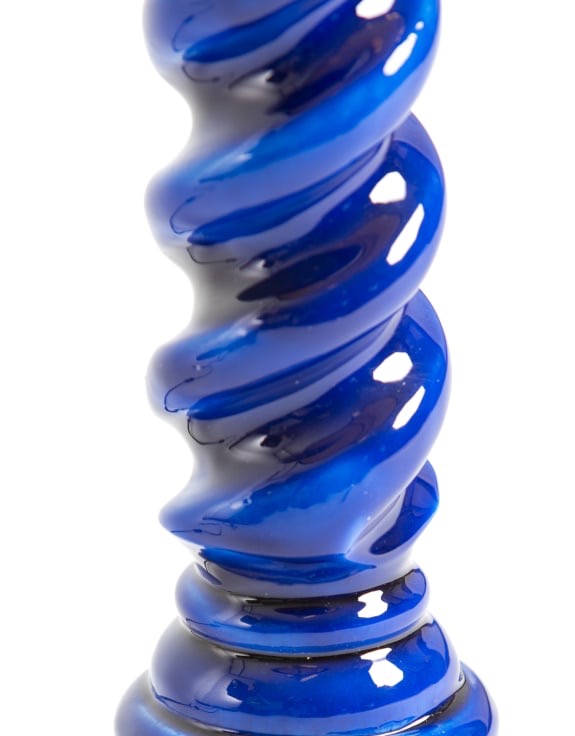 SAPPHIRE BLUE GLOSS WOODEN TABLE LAMP - Image 6