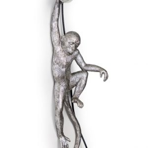 ANTIQUE SILVER CLIMBING MONKEY WALL LAMP