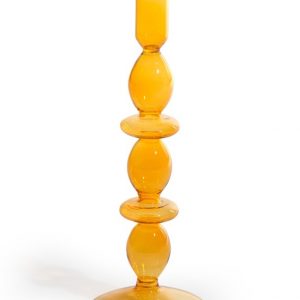 ORANGE/AMBER GLASS CANDLE HOLDER