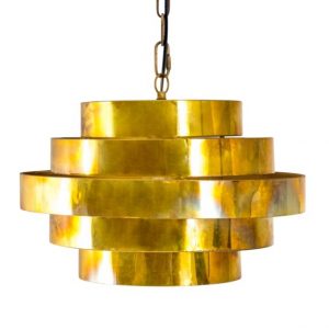 ANTIQUE GOLD TIERED HALO CEILING PENDANT