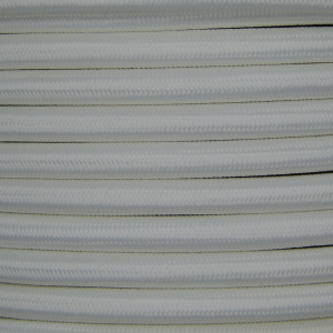 White 3 Core 0.75mm Round Braided Flex Per 1 Metre