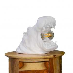 White Roaring Hippo Table Lamp