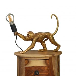 Antique Gold Crawling Monkey Lamp