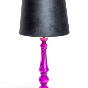 PURPLE GLOSS WOODEN TABLE LAMP
