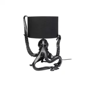 Octopus table lamp, black, textile.